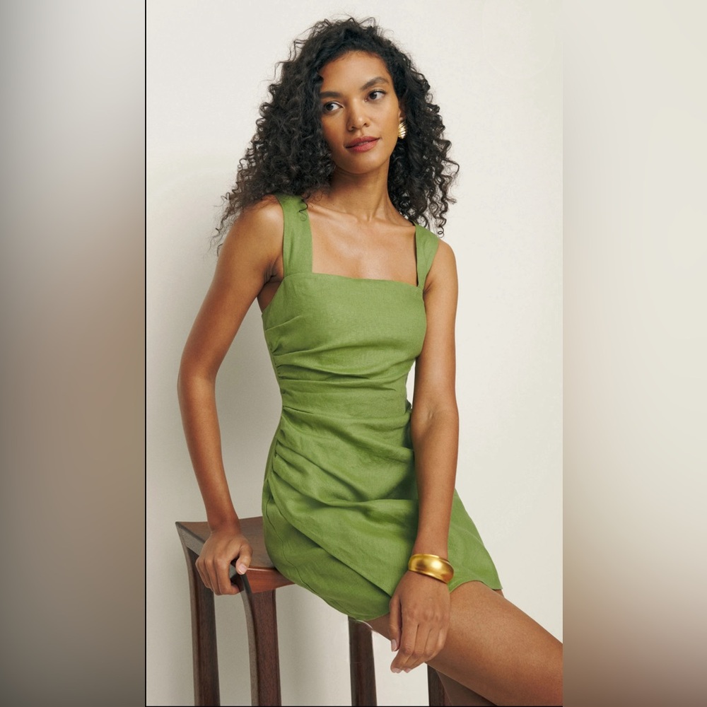 Reformation - Kerrigan Linen Dress - Sz. 4 - Avocado